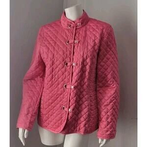 Jones New York Signature Pink Snap Button Full Zip Quilted Jacket Sz. M